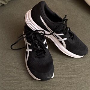 Asics Black and White Athletic Shoes
